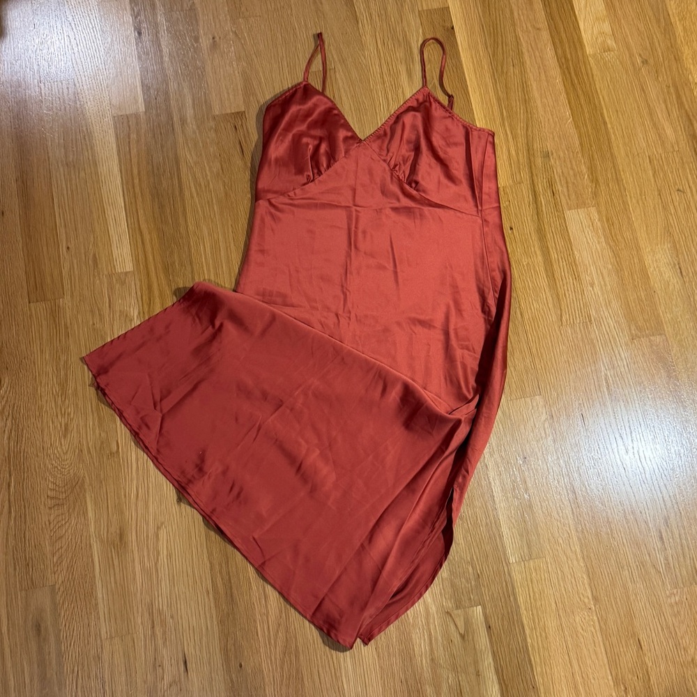 Silky Elegant Rust Slip nightdress
